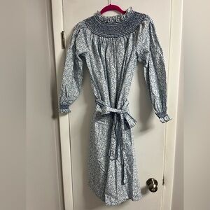 Elegant Blue Patterned Long Sleeve Dress